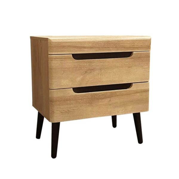 Κομοδίνο με 2συρτάρια "Grif-Φυσικό με μαύρο"