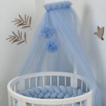 Κουνουπιέρα κούνιας με Pom Pom | Μπλέ