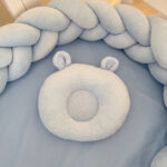 Βρεφικό Ανατομικό Βελούδινο Μαξιλάρι Ύπνου – Blue ears