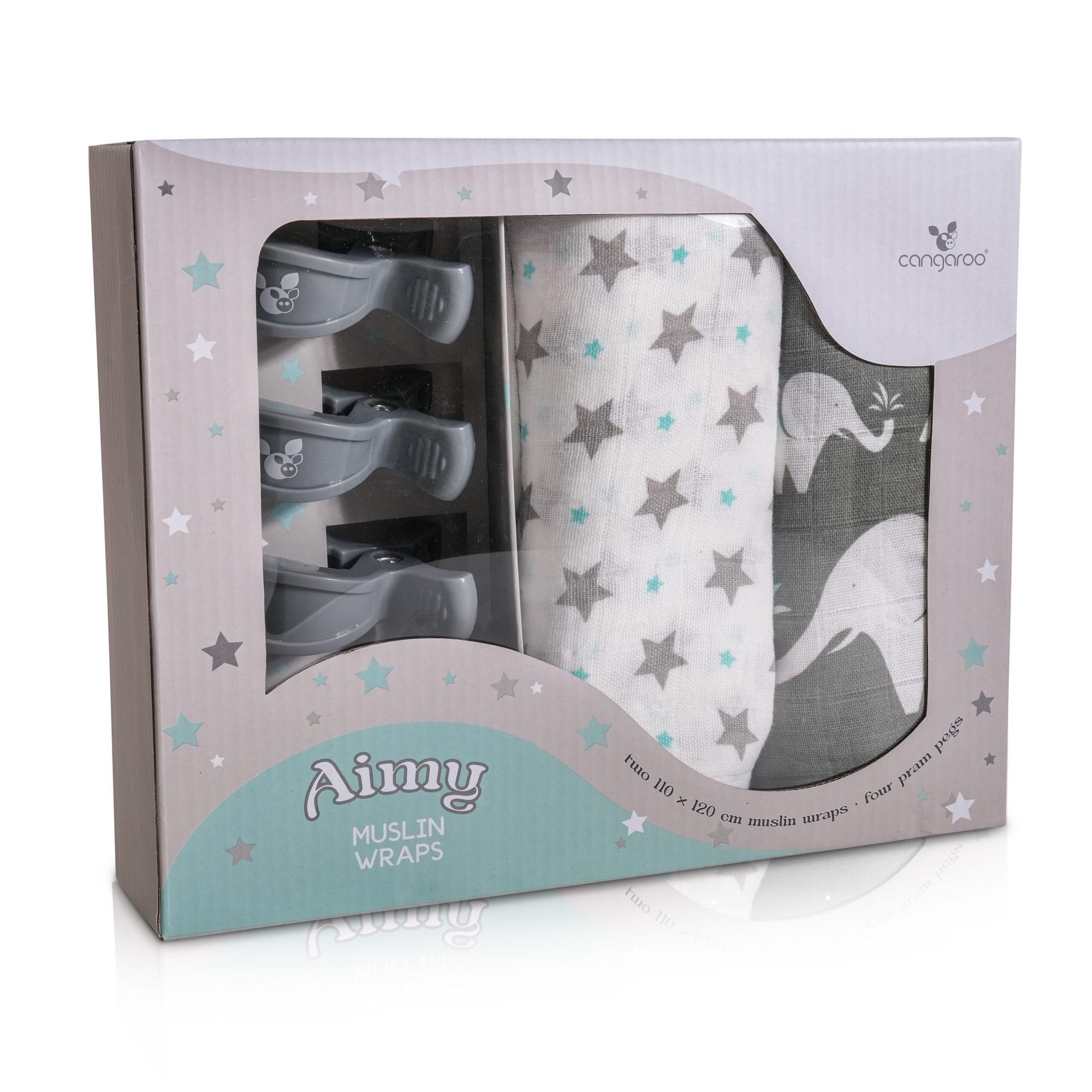 Μουσελίνες Cangaroo Aimy 120×110 cm Σετ 2 τμχ – Βρεφικές Πάνες Αγκαλιάς & Βαμβακερές Κάλυψεις