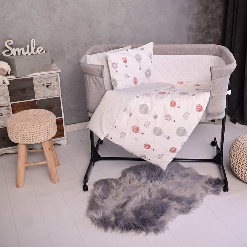 Lorelli EVA Σετ Βρεφικών Λευκών 5 Τεμαχίων Little Bear Blue – Λίκνο & Κουβέρτα Μωρού