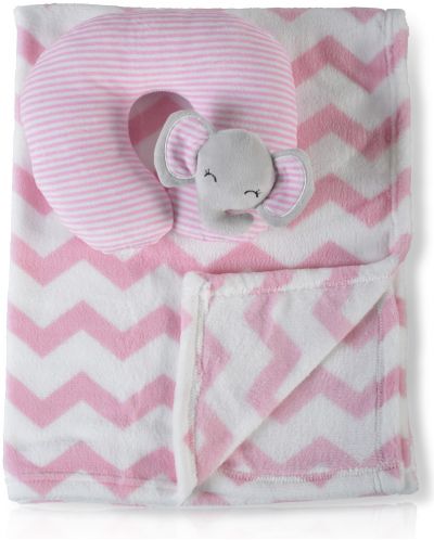 Cangaroo Κουβέρτα Αγκαλιάς & Λίκνου Sammy με Μαξιλαράκι 90×75 cm – Ροζ / Pink