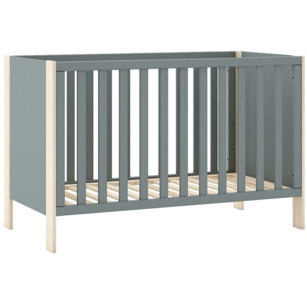 Βρεφικό Κρεβάτι 60×120 cm Kaina – AltoBuy Γκρι‑Πράσινο & Φυσικό Ξύλο
