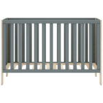Βρεφικό Κρεβάτι 60×120 cm Kaina – AltoBuy Γκρι‑Πράσινο & Φυσικό Ξύλο