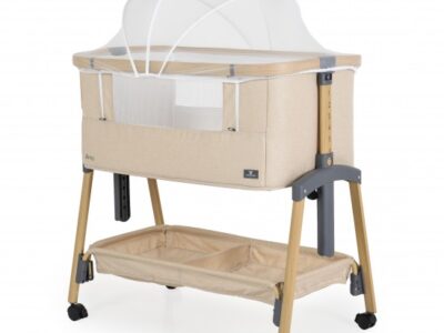 Baby Crib AMO Beige – Βρεφικό Λίκνο Co-Sleeper Cangaroo με Ρυθμιζόμενο Ύψος & Anti-Reflux