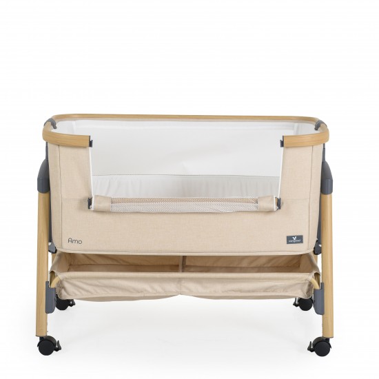 Baby Crib AMO Beige – Βρεφικό Λίκνο Co-Sleeper Cangaroo με Ρυθμιζόμενο Ύψος & Anti-Reflux