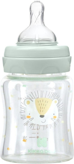 KikkaBoo Jungle King Mint Γυάλινο Μπιμπερό 120ml με Αντικολική Θηλή Σιλικόνης 0m+