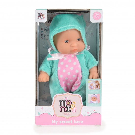 Moni Κούκλα Μωρό Bunny Green 6128 20cm με Ρουχαλάκια για Παιδιά 3+ Ετών