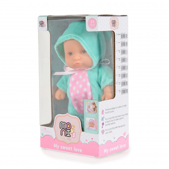 Moni Κούκλα Μωρό Bunny Green 6128 20cm με Ρουχαλάκια για Παιδιά 3+ Ετών