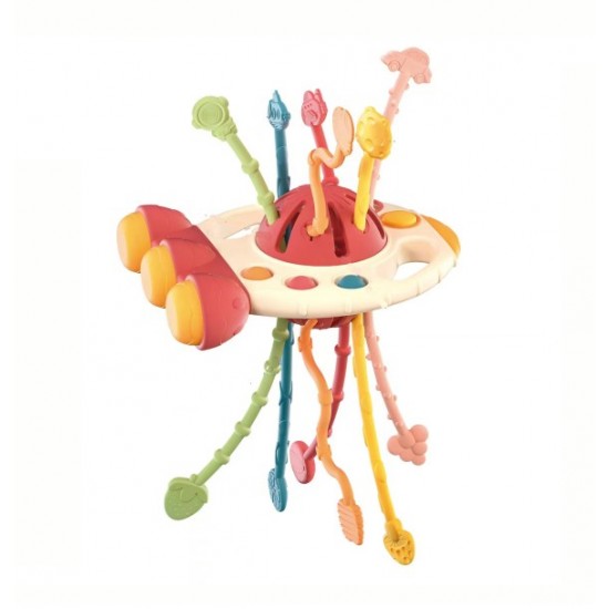 Moni Baby Pull Toy UFO Red Παιχνίδι Έλξης Διαστημόπλοιο για Βρέφη και Νήπια