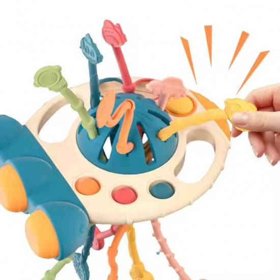 Moni Baby Pull Toy UFO Red Παιχνίδι Έλξης Διαστημόπλοιο για Βρέφη και Νήπια