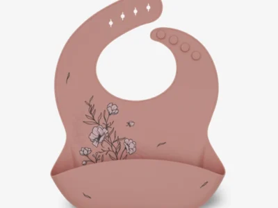 KikkaBoo Platinum Silicone Flora Blush Σαλιάρα Σιλικόνης με Τσέπη Συλλογής Τροφών 6+ Μηνών