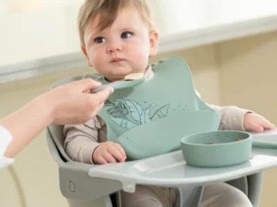 KikkaBoo Platinum Silicone Flora Sand Σαλιάρα Σιλικόνης με Τσέπη Συλλογής Τροφών 6+ Μηνών