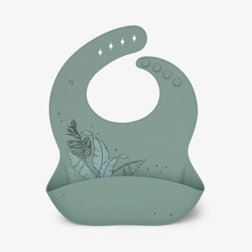 KikkaBoo Platinum Silicone Flora Sage Σαλιάρα Σιλικόνης με Τσέπη Συλλογής Τροφών 6+ Μηνών