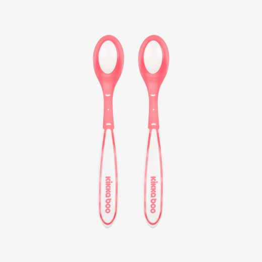 KikkaBoo Boo Pink Σετ 2 Κουταλιών Αισθητήρα Θερμοκρασίας 6+ Μηνών BPA Free