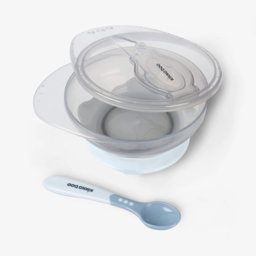 KikkaBoo Suction Bowl Blue Μπολ Φαγητού με Βεντούζα και Κουτάλι 250ml BPA Free 4+ Μηνών
