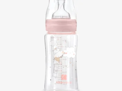 KikkaBoo Hippo Dreams Pink Γυάλινο Μπιμπερό 240ml με Θηλή Σιλικόνης Αντι-Κολικών 3+ Μηνών