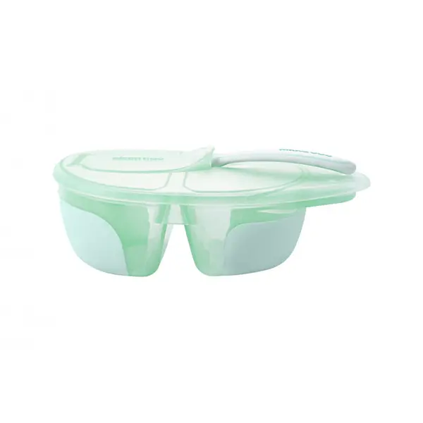 KikkaBoo Tasty Mint Μπολ 2 Χωρισμάτων με Κουτάλι BPA Free 6m+