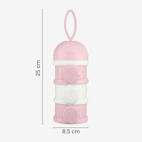 KikkaBoo Milk Powder Dispenser Pink 3 Επιπέδων – Δοχείο Γάλακτος σε Σκόνη BPA Free με Λαβή Μεταφοράς