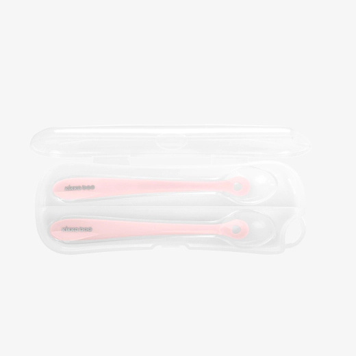 KikkaBoo Silicone Spoons Pink Σετ 2 Κουτάλια Σιλικόνης με Θήκη 4+ Μηνών BPA Free