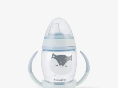 KikkaBoo Happy Face Blue Εκπαιδευτικό Ποτηράκι με Στόμιο Σιλικόνης 200ml 8+ Μηνών
