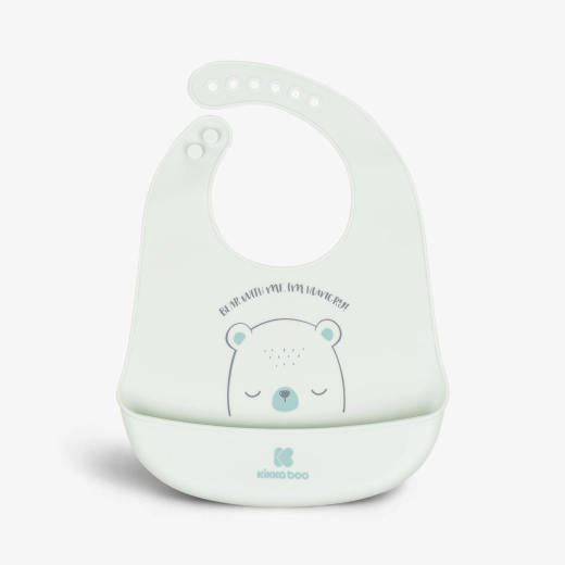 KikkaBoo Bear With Me Mint Σαλιάρα Σιλικόνης με Τσέπη Συλλογής Τροφών 4+ Μηνών BPA Free