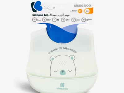 KikkaBoo Bear With Me Mint Σαλιάρα Σιλικόνης με Τσέπη Συλλογής Τροφών 4+ Μηνών BPA Free