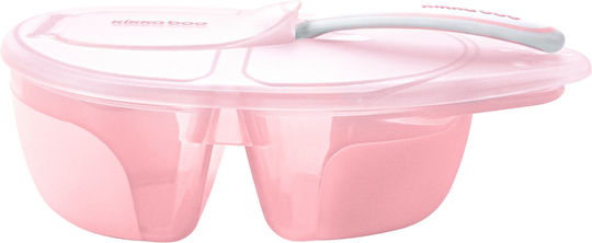 KikkaBoo Tasty Pink Σετ Φαγητοδοχείου με Μπολ 2 Χωρισμάτων & Κουταλάκι BPA Free 6m+