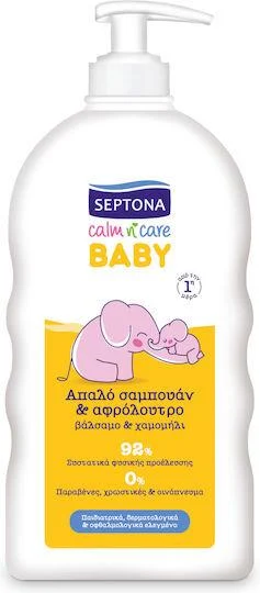 SEPTONA Baby Calm N’ Care Απαλό Σαμπουάν & Αφρόλουτρο με Βάλσαμο & Χαμομήλι 500ml