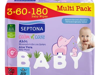 Septona Calm n’ Care Μωρομάντηλα με Aloe Vera 3×60 Τεμάχια – 2+1 Δώρο
