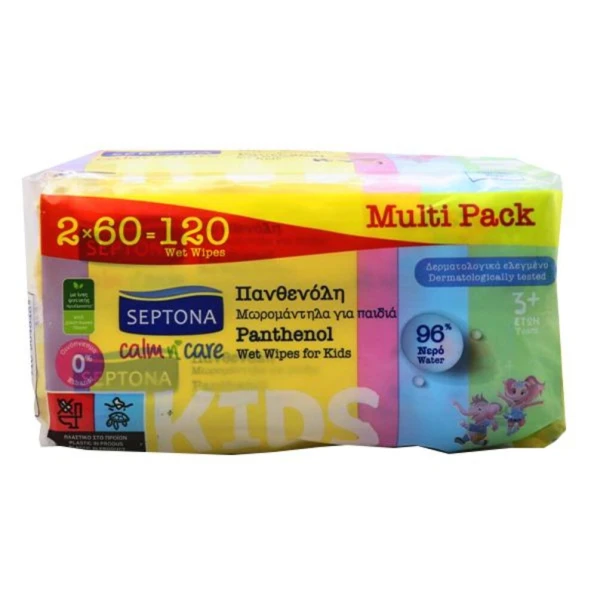 Septona Calm n’ Care KIDS Μωρομάντηλα με Πανθενόλη 2×60 Τεμάχια – 120 Τεμάχια