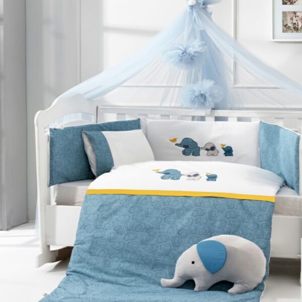 Σετ Προίκας Μωρού 9τμχ 70×140 Elephant Blue ABO