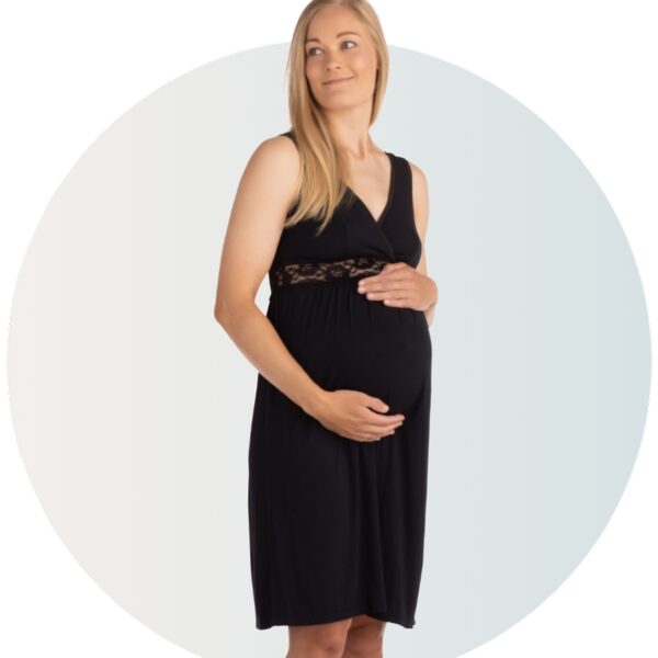 Carriwell Maternity & Nursing Nightie Νυχτικό Εγκυμοσύνης & Θηλασμού Μαύρο – S